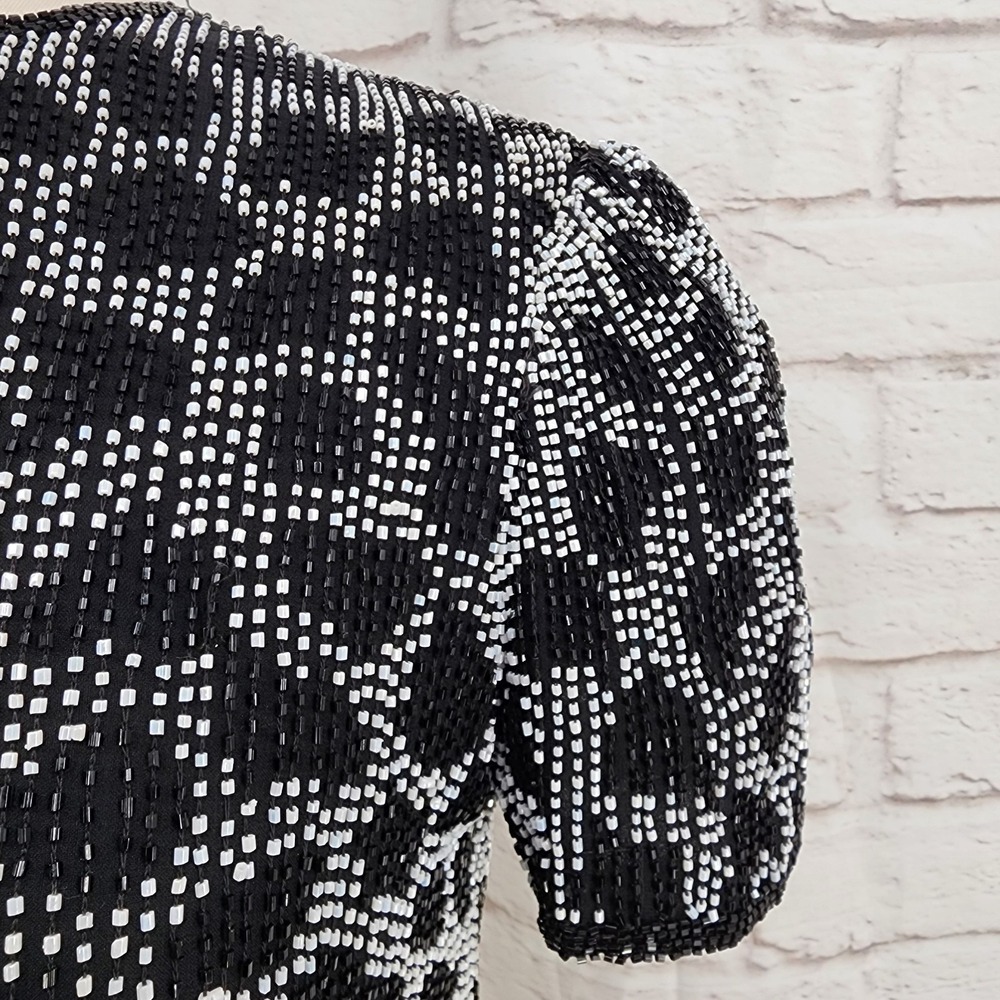Vintage Fully Beaded Formal Top Art‎ Deco Flapper Glam Gala Black Tie Retro XS? - Picture 2 of 5